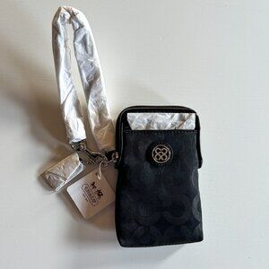 Vintage Y2K NWT Coach Julia Black Signature Nylon Universal Zip Wristlet Wallet